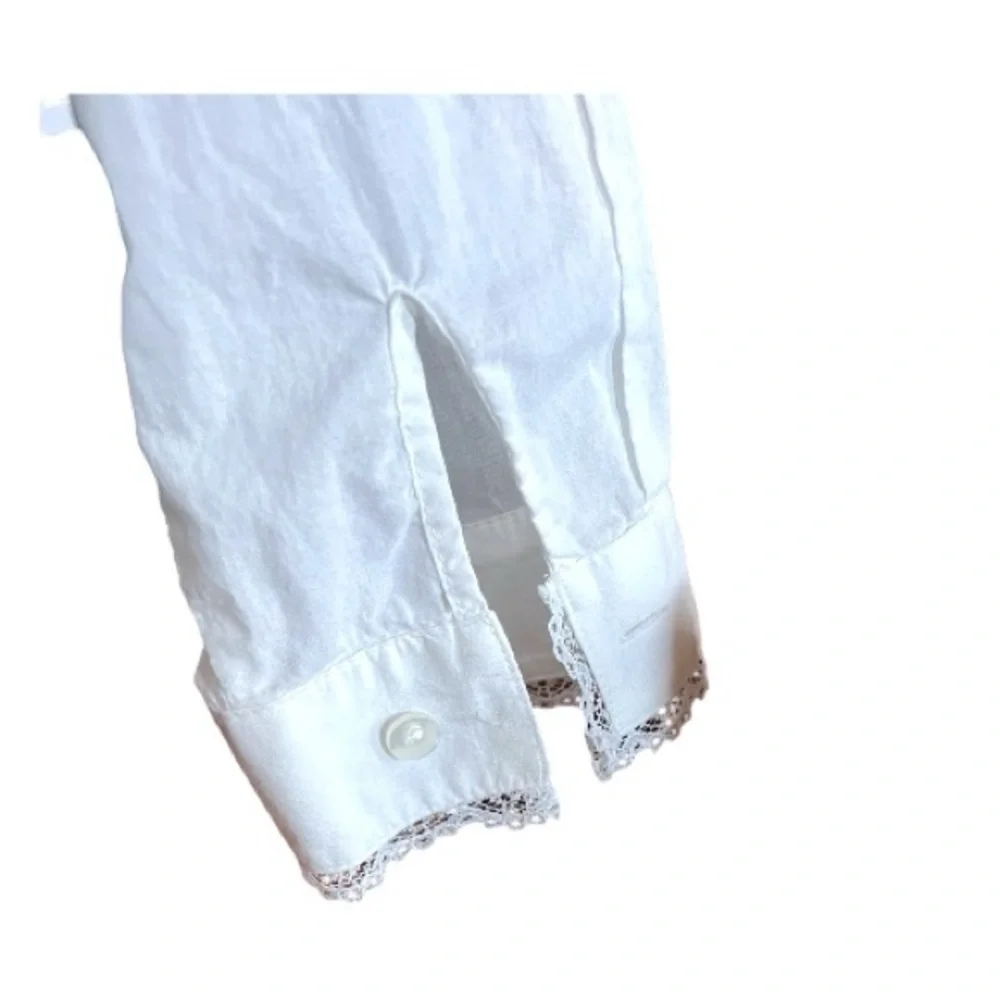 Vintage 80s Westbound White Ruffle Front Blouse